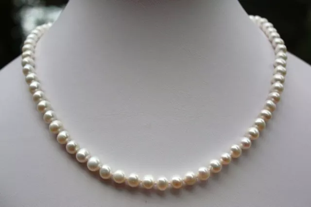 A1 41 cm 925 Silber Zucht Süßwasser Perlen Schmuck Halskette Collier Echtschmuck