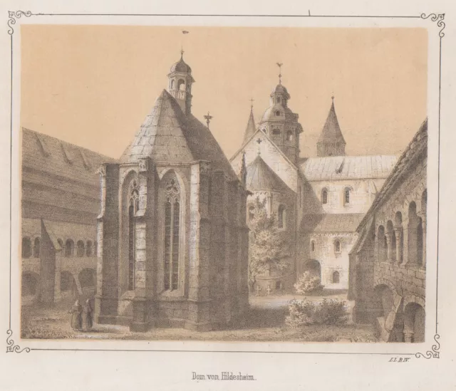 Hildesheim Dom Original Lithografie 1860