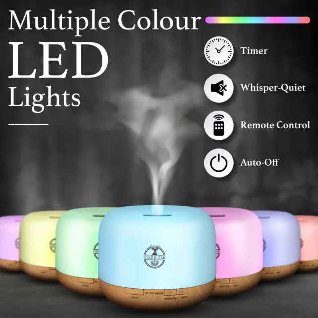 Electric Essential Oil Diffuser Humidifier LED 500ML Aromatherapy Ultrasonic UK 3