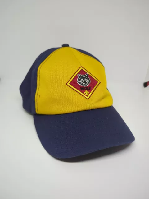 Boy Scouts Cub Scout Wolf Hat Cap Adjustable Youth Yellow Blue - CLEAN