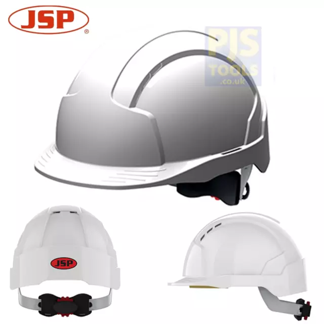 JSP EVOLite® wheel ratchet vented white safety helmet mid peak hard hat