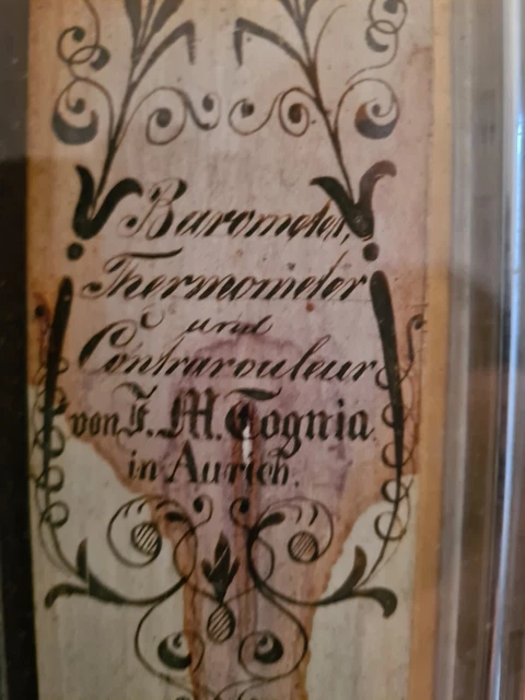 Kontra Barometer Torricelli Biedermeier Thermometer Aus Aurich Ca. 1830 Defekt