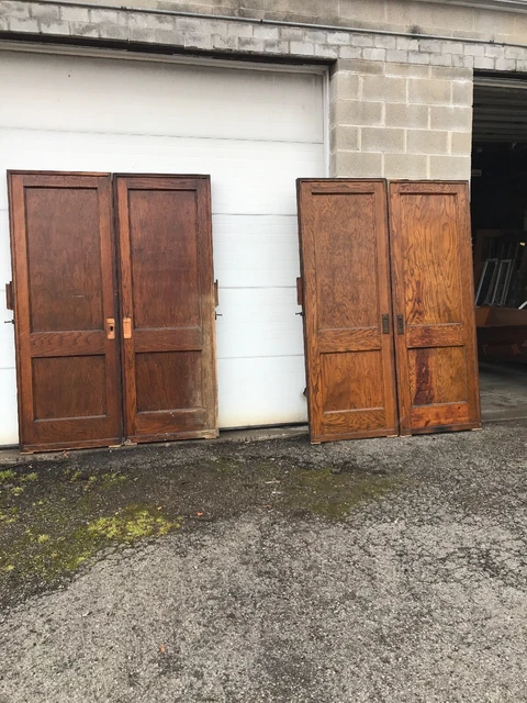 Mark P2 Pair Of Available Priced Each 2  Panel Pocket Door Oak 5‘ X 7‘ X 2 3/8