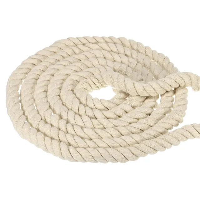 3/4" x 49ft Naturale Attorcigliato Cotone Corda,3 Corda Tiro Fune,Beige