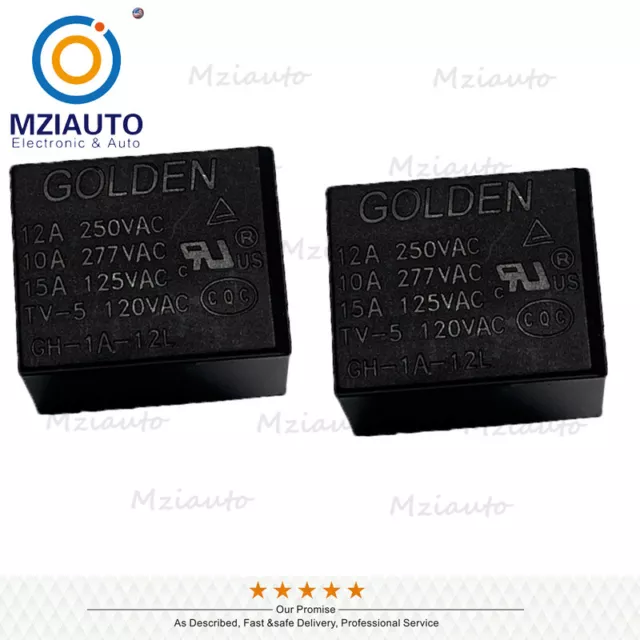 2Pcs Electromagnetic Power Relay For GOLDEN GH-1A-12L 12VDC 12A 250VAC 4Pins NO