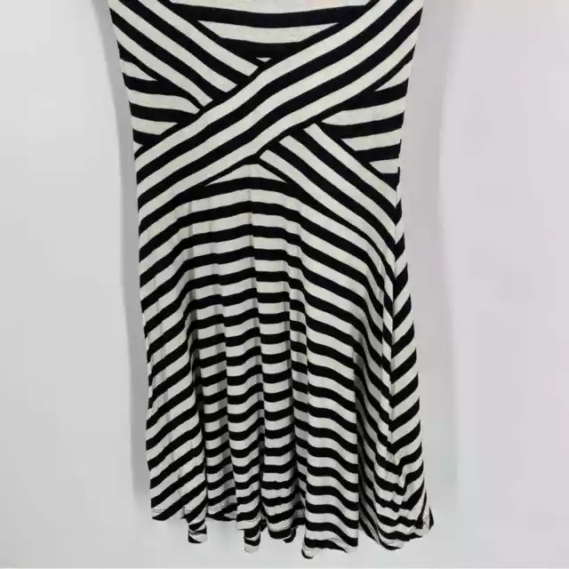 BLACK WHITE STRIPED mid length dress with short sleeves size medium $18 ...