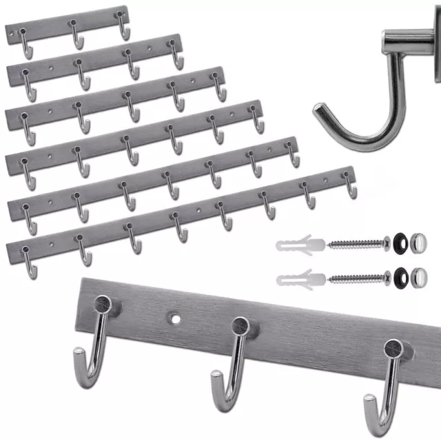 Acero Guardarropa Montado Pared Percheros Toalla Baño Cocina Hanger Gancho Kit