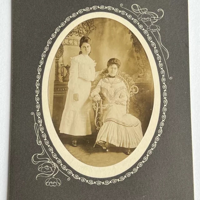 Antique Photograph Cabinet Card Beautiful Young Women Sisters Great Hair