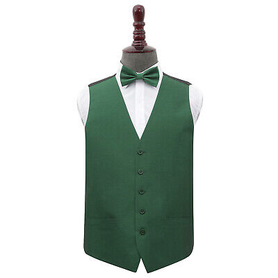 Emerald Green Mens Waistcoat Bow Tie Set Plain Shantung Wedding Tuxedo by DQT