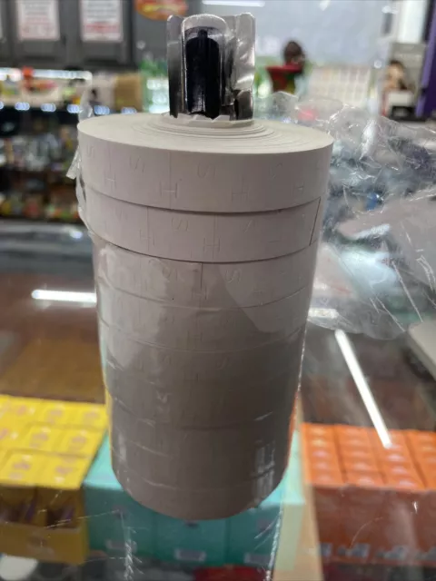 White 1115 labels for Monarch two line price gun - 9 rolls ink roller included