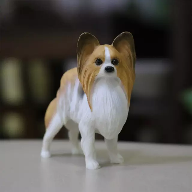 Lifelike Mini Papillon Dog Model Simulation Dog Decoration Car Ornaments