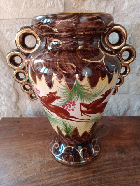 Vase Motif colibri Hubert Bequet Quaregnon Céramique Faïence Belge (2