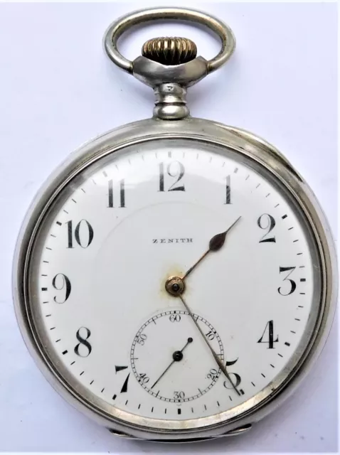 NO RESERVE ZENITH Russian Market? c1920 Silver Pocket Watch Vintage Antique