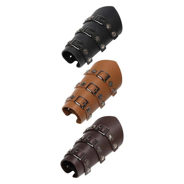 Guanti Da Polso in Pelle PU, Polsini Medievali, per  Uomo, Bracciali Larghi,