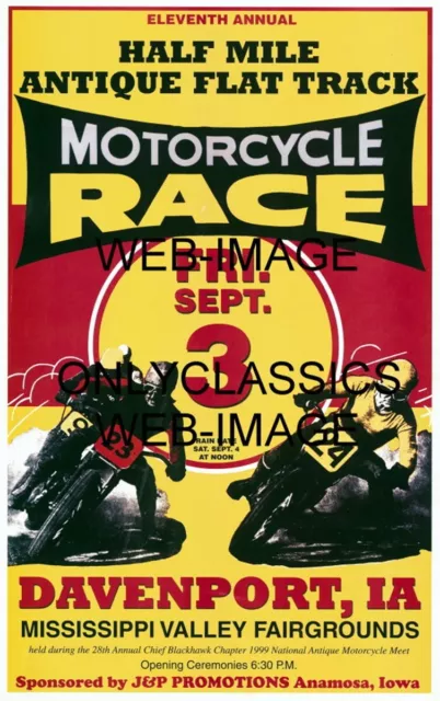 Vintage Motorcycle Races 12X18 Poster Daredevil Dirt Track Racing Art Graphics