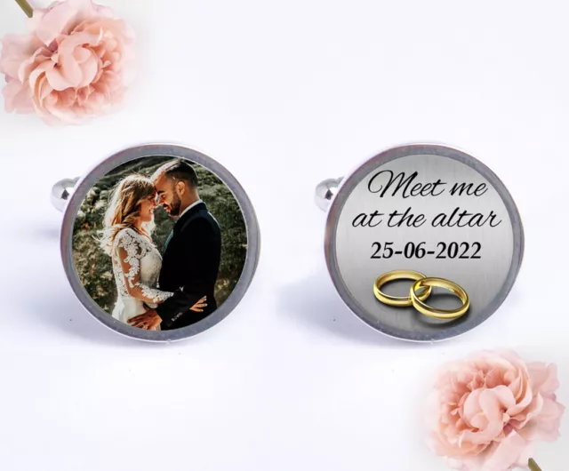 Personalised Photo & Date Cufflinks Mens Groom Wedding Gift & Gift Box C761