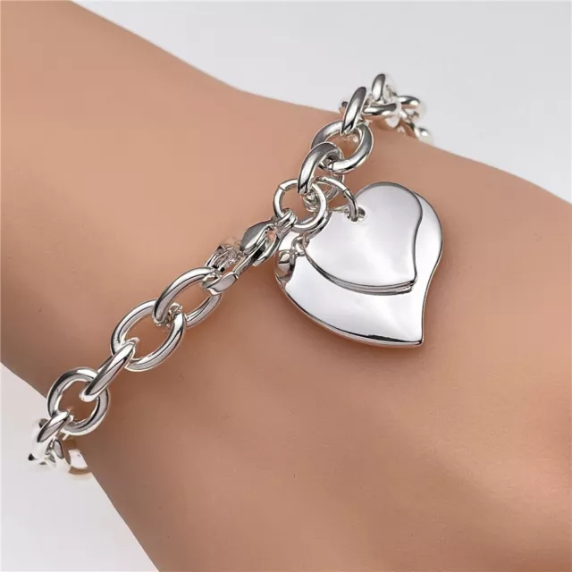 Butterfly Heart Star Cross Dangle 925 Silver Charm Bracelet Bangle Women Jewelry 2