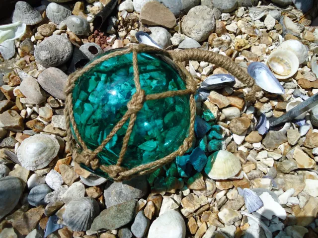 LARGE DEEP GREEN Turquoise Glass Fishing Boat Net Float 135 MM /Buoys /  Floats $28.79 - PicClick AU