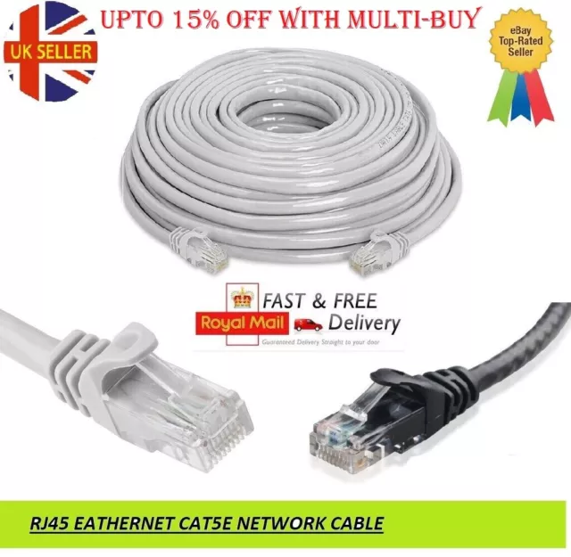 RJ45 Network Ethernet Cable Cat5e LAN UTP Patch Fast Internet Lead 0.60m-10m Lot