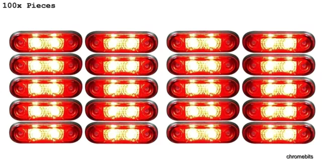 100x Rosso Colore LED Lampade 24V Lato Evidenziatore Per Rimorchio Camion Cabina