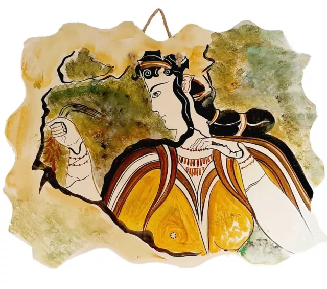 Mycenaean woman,Ceramic slab copy, fresco from the Room of the Frescoes