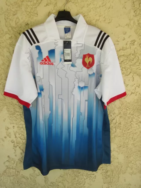 Maillot rugby équipe de FRANCE ADIDAS blanc away FFR shirt jersey 3XL XXXL