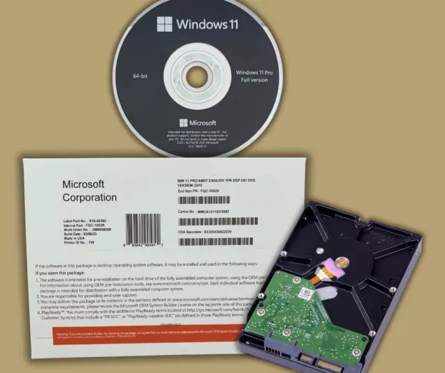 Microsoft Windows 10 Pro 64 Bit OEM - Installer DVD & Product Key