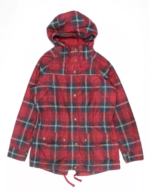 Cappotto antipioggia rosso a quadretti Jack Wills da donna taglia 10 cerniera