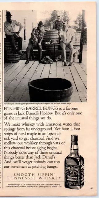 Jack Daniel's Men Barrel Bung Tennessee Whisky 1989 Half Page Print Ad 5" x 11"