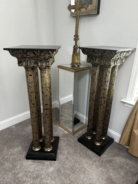 Vintage RARE 4 Column Pedestal Roman Greek pillars display vase plant art stand
