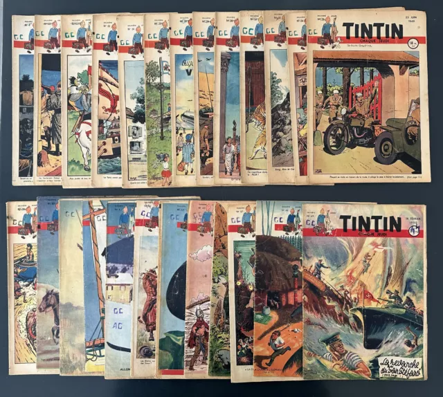 lot 25 JOURNAL TINTIN entre le N° 6 et 69 de 1948/ 1950 . Hergé Jacobs ALIX ..