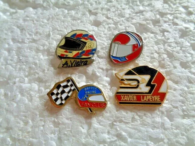 Job lot of 4 Motorcycle crash helmet shaped metal lapel pins