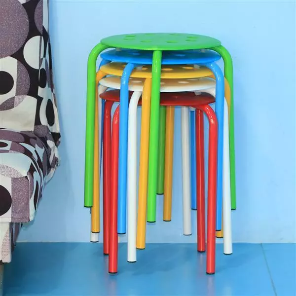 5x Portable Plastic Stack Stools Round Classroom Stools Chairs for Kids Students