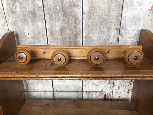 ANCIENNE PATÈRE PORTE Manteau Mural x4 Bois Tourné Vintage #A772 EUR 29