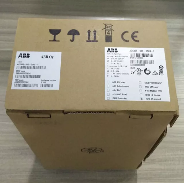 1PC New ABB ACS355-03E-01A9-4 380V 0.55KW Frequency Converter Brand