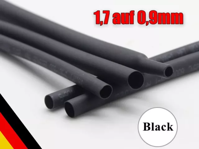 1m Cavo Termoretraibile 1,7 A 0,9mm Nero Ideale per Litze LED ECC Shrinking Tubo