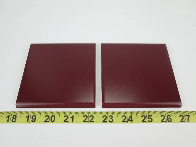Lot of 2 New Old Stock Daltile Ceramic Tile Bordeaux (red) 4-1/4" Bullnose SKUF