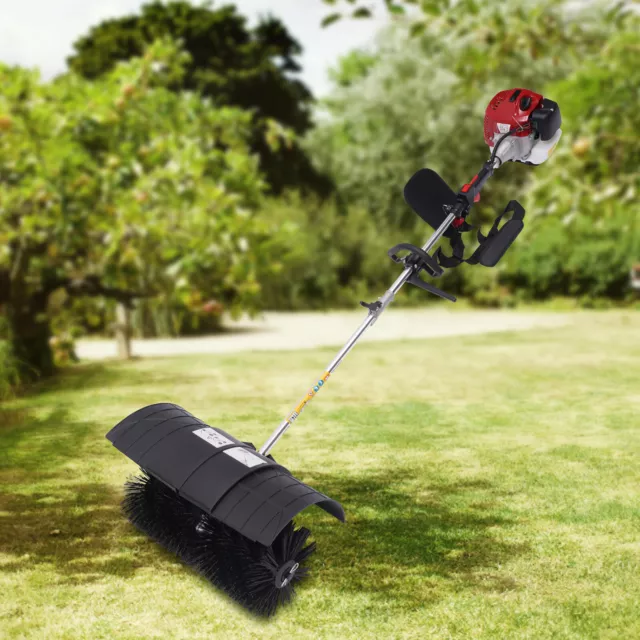 Handheld Walk Behind Sweeper 52cc Gas Power Broom Walkway Cleaning Tool 2Stroke