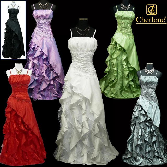 CHERLONE SATIN BALL Lace Sparkle Long Prom Wedding Evening Bridesmaid Gown Dress 13.50 PicClick UK