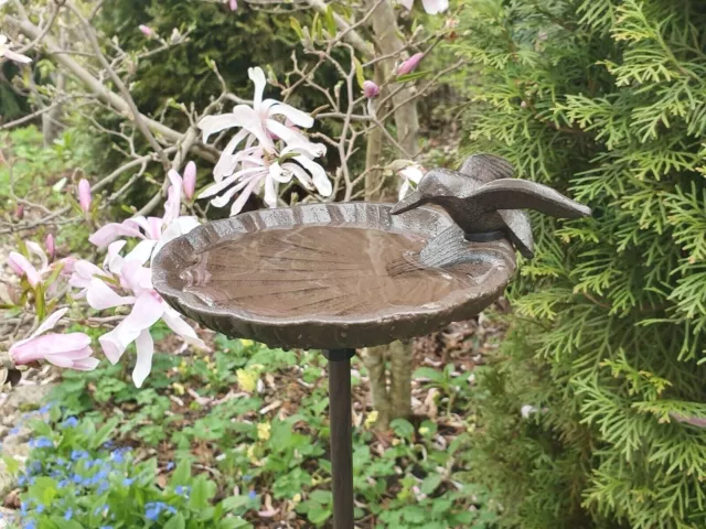 CLAYRE & EEF Futter Schale VOGEL TRÄNKE BAD Eisen braun 17x15x100cm Garten Deko