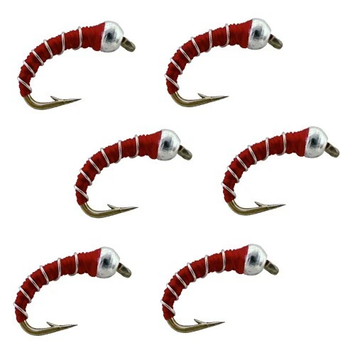 ZEBRA MIDGE Bead Head Nymph - Fly Fishing Trout Flies - Red, Hook Size #18