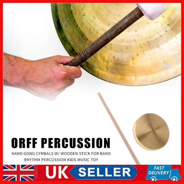 21cm Hand Gong Copper Cymbals with Wooden Stick Chapel Opera Percussion Kids Toy