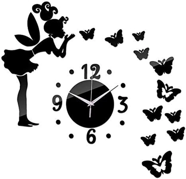 FANDE Sans Cadre Horloge Murale, Creative Horloge Murale, 3D Sticker Mural, Stic