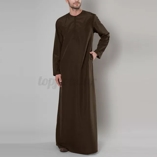 INCERUN Mens Muslim Ethnic Kaftan Thobe Jubba Casual Tunic Abaya Gwon Pajamas 3