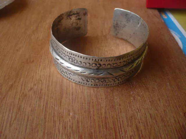 bracelet ethnique berbère ancien en Argent Massif poinçonné 45,1 Gr
