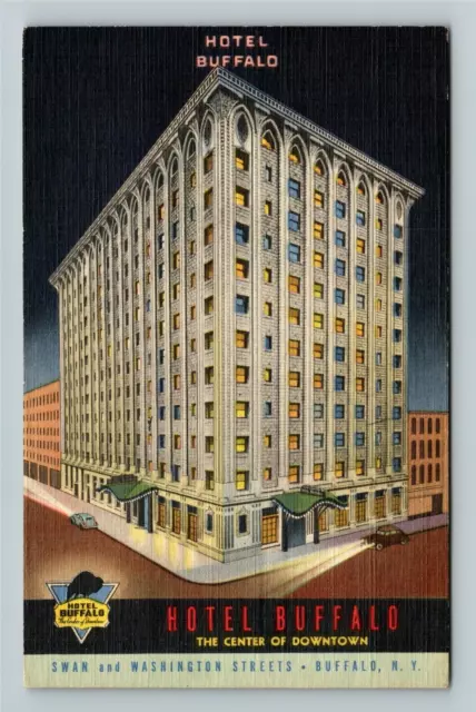 Buffalo NY-New York, Hotel Buffalo, Aerial Exterior, Vintage Postcard