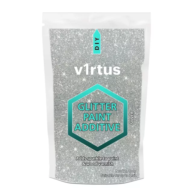 v1rtus Glitter Paint Silver Additive for Emulsion Feature Walls Bedroom Ceiling