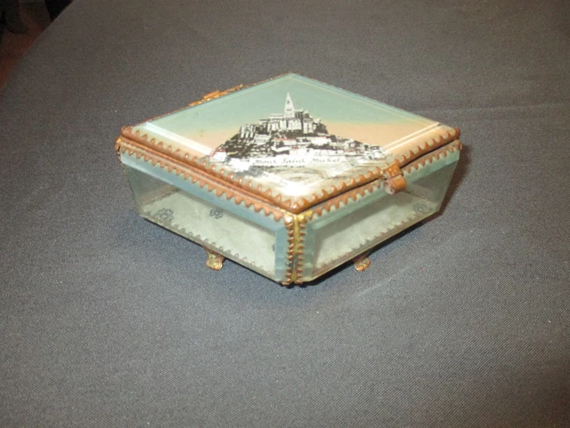 Rare Coffret Baptême Ou Mariage XIXe Avec Verre Biseauté Et Poupée De Cire