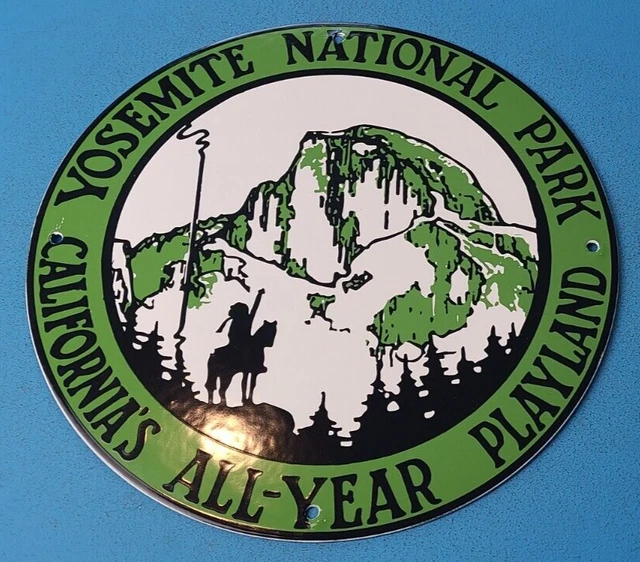 Vintage Yosemite California Porcelain National Park Gas Oil Service Station Sign