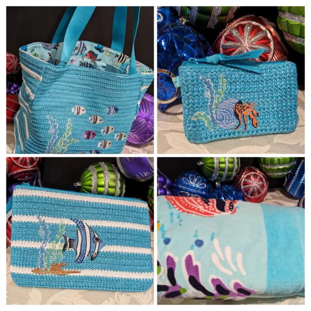 Paquete Vera Bradley Bolso de Playa/Toalla/Pulsera 4 piezas Juego de Regalo Antillas Tesoro 139